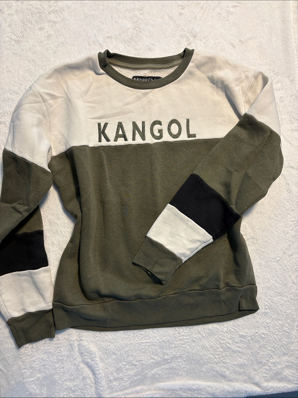 Kangol Olive, Cream & Black Colorblock Crew Sweatshirt